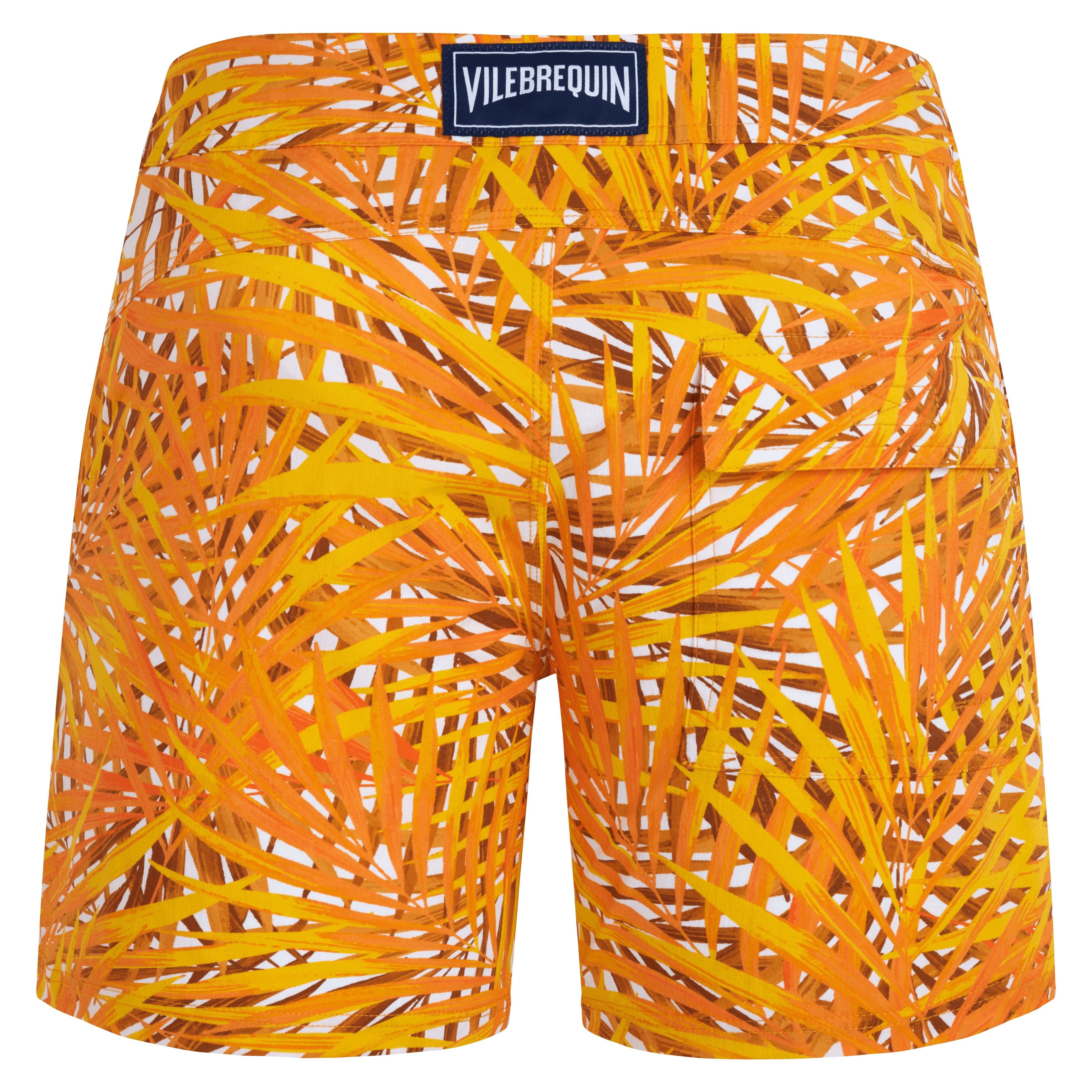 Vilebrequin Men's Palm Leaves Stretch Flat Belted Swim Shorts in Mangue at Nordstrom - 4