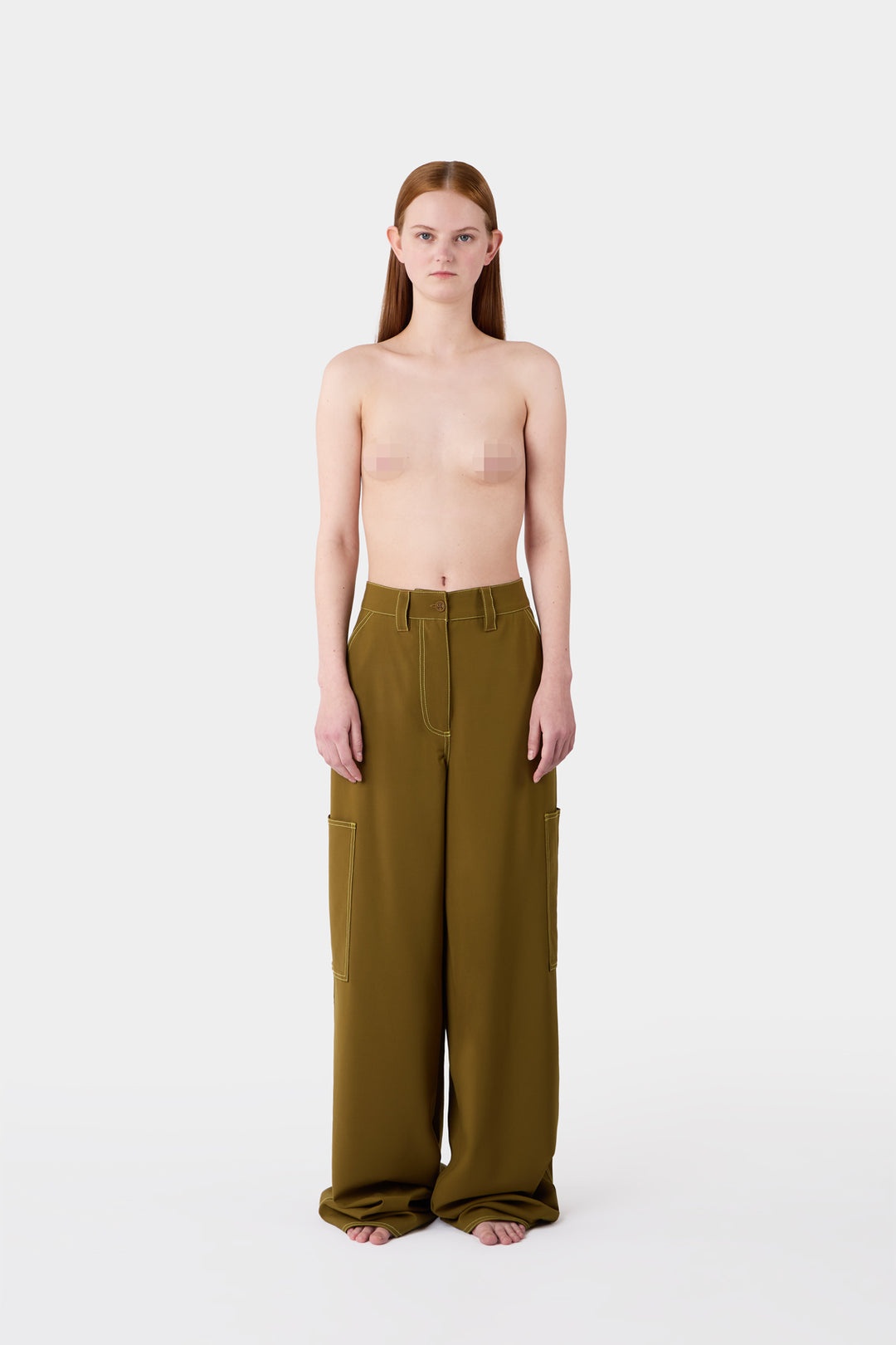 FIT LOOSE PANTS / olive green - 3