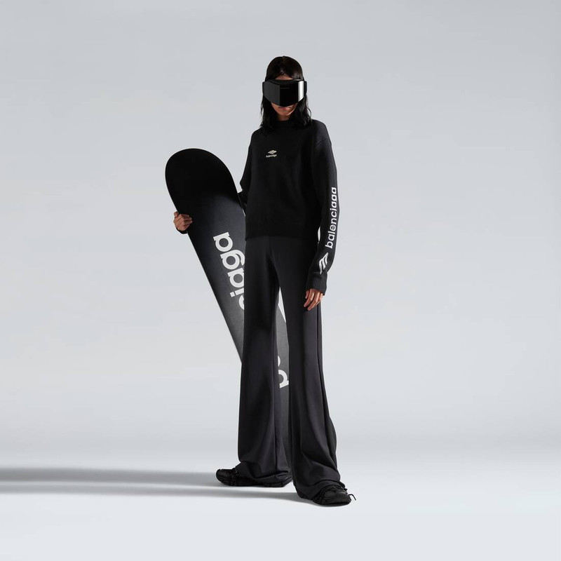 BALENCIAGA Women's 3b Sports Icon Cropped Crewneck in Black/white outlook