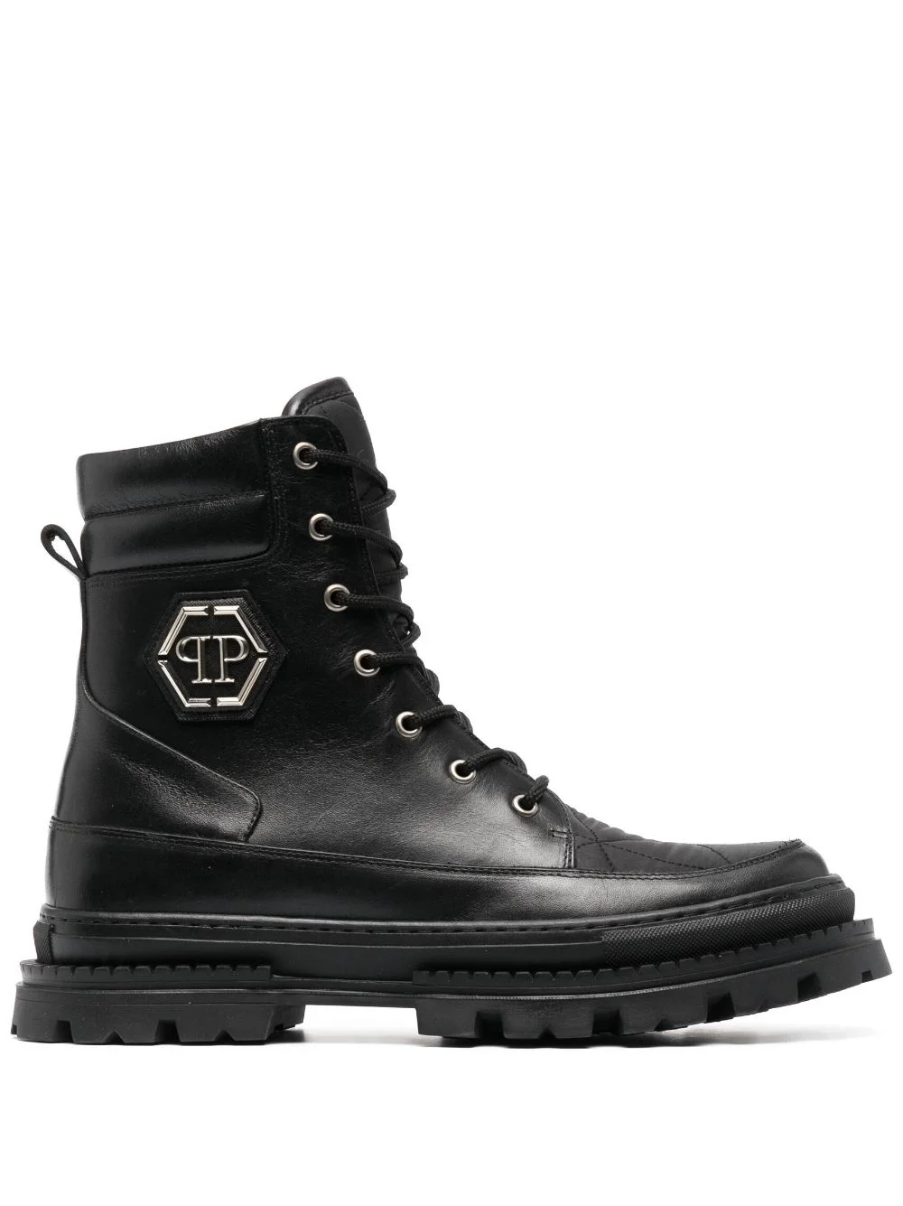 logo-plaque leather ankle boots - 1