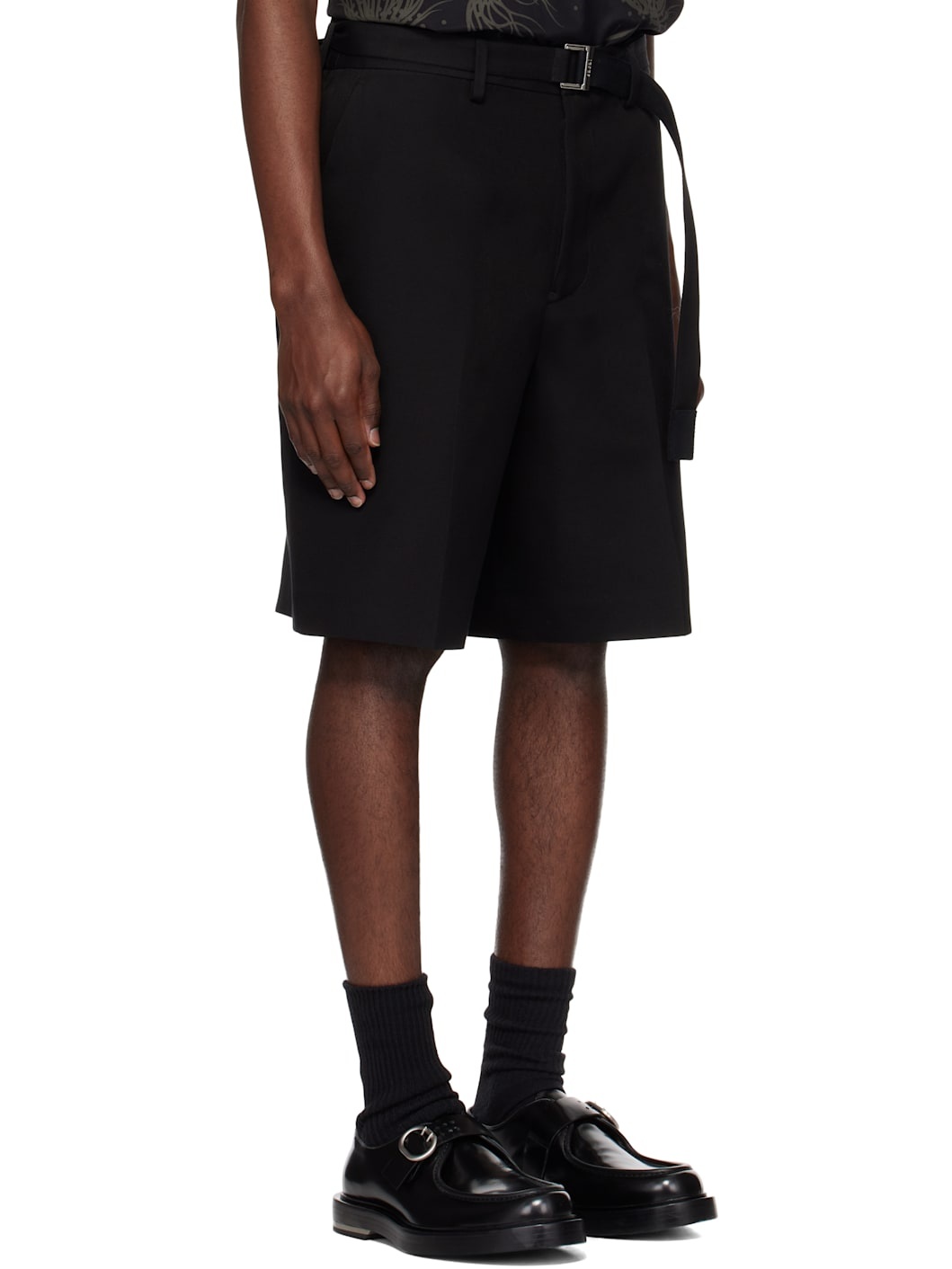 Black Double-Faced Silk Cotton Shorts - 2