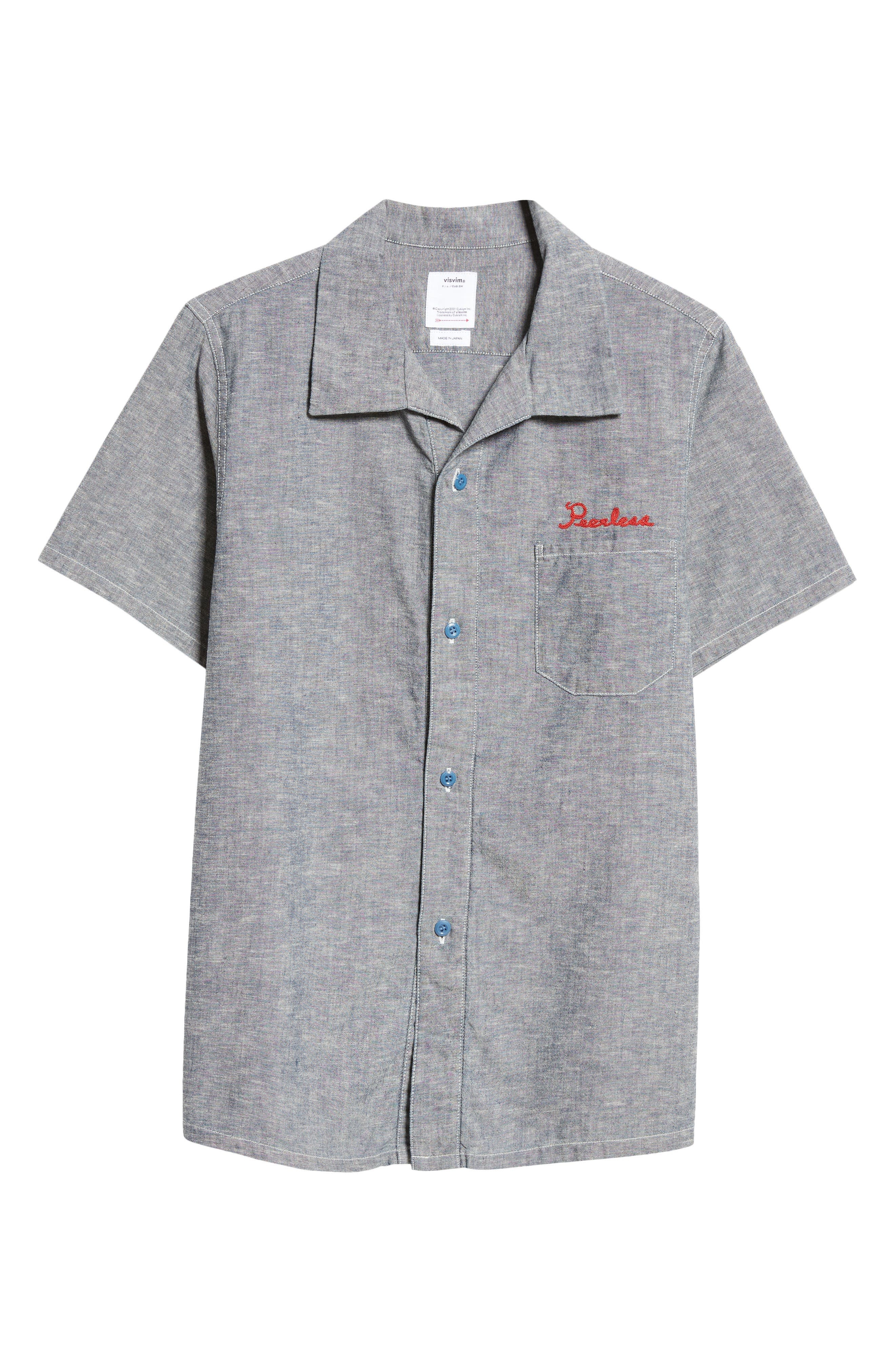VISVIM Fairway Short Sleeve Chambray Button-Up Shirt in Indigo at Nordstrom - 6