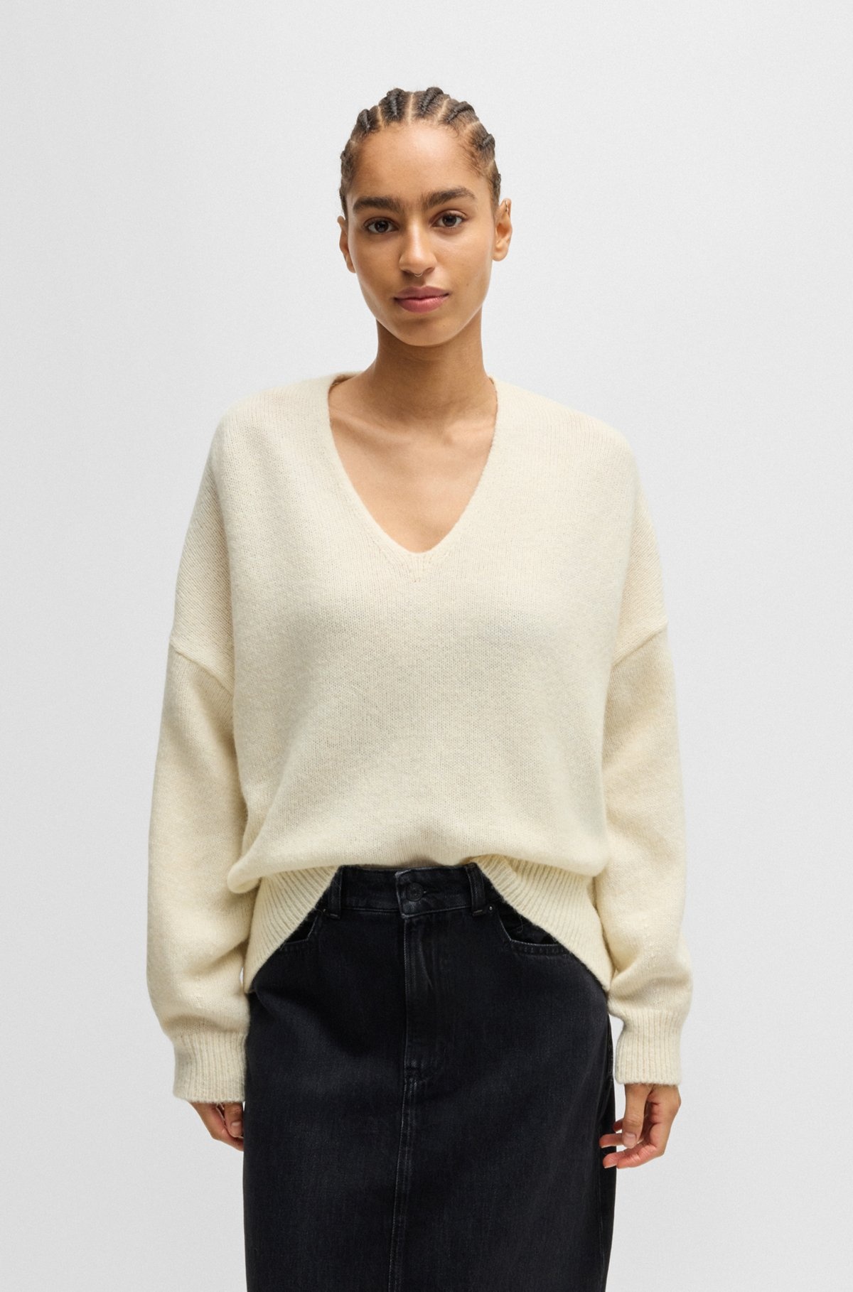 RELAXED-FIT SWEATER WITH V NECKLINE - 2