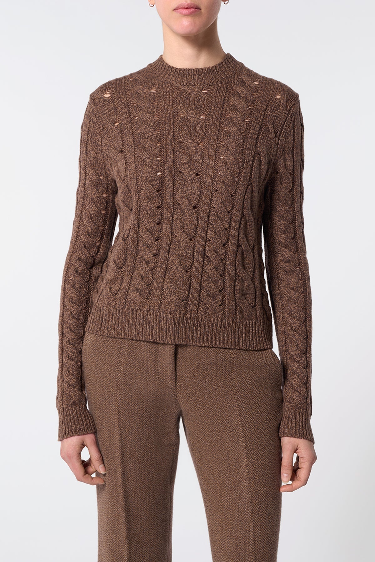 Anthea Knit Sweater in Chocolate Multi Cashmere - 5