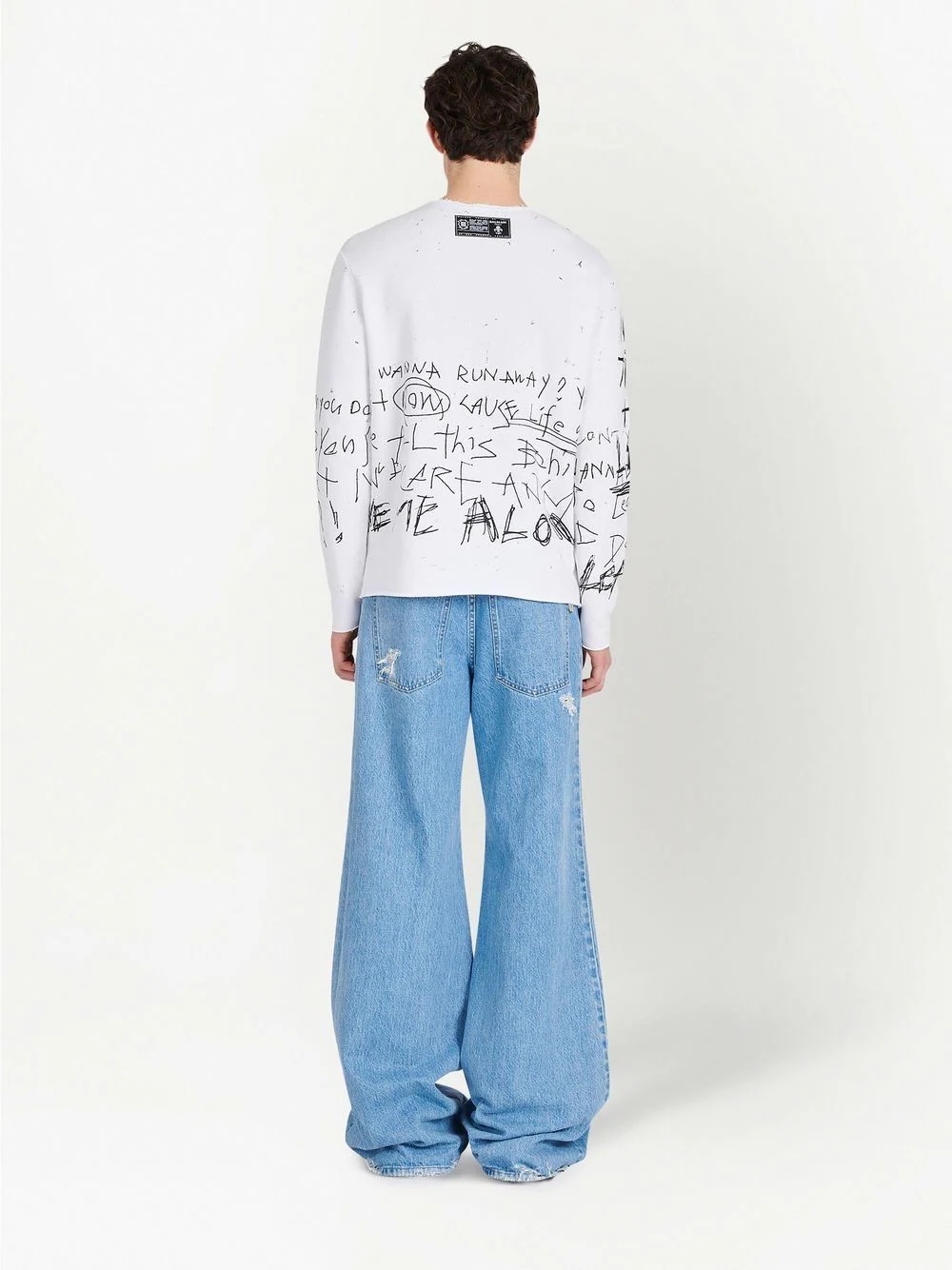 graphic-print raw-cut sweatshirt - 4