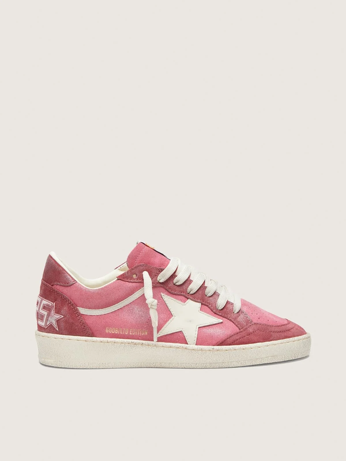 Women’s Ball Star LTD in pink suede with cream leather star and red suede inserts - 1