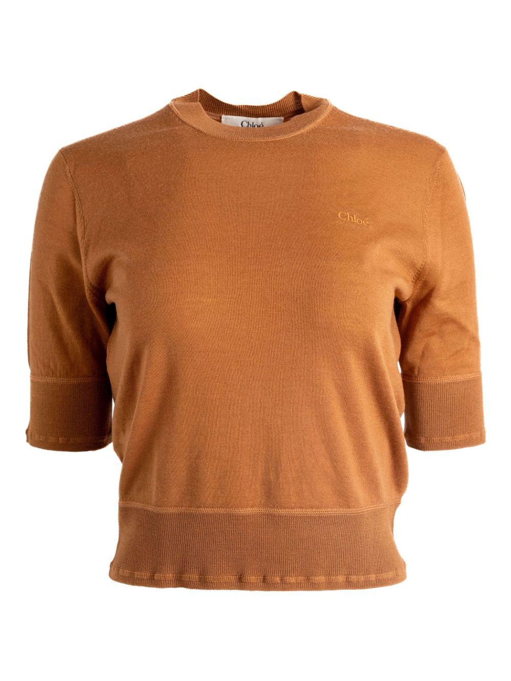short-sleeve wool top - 1