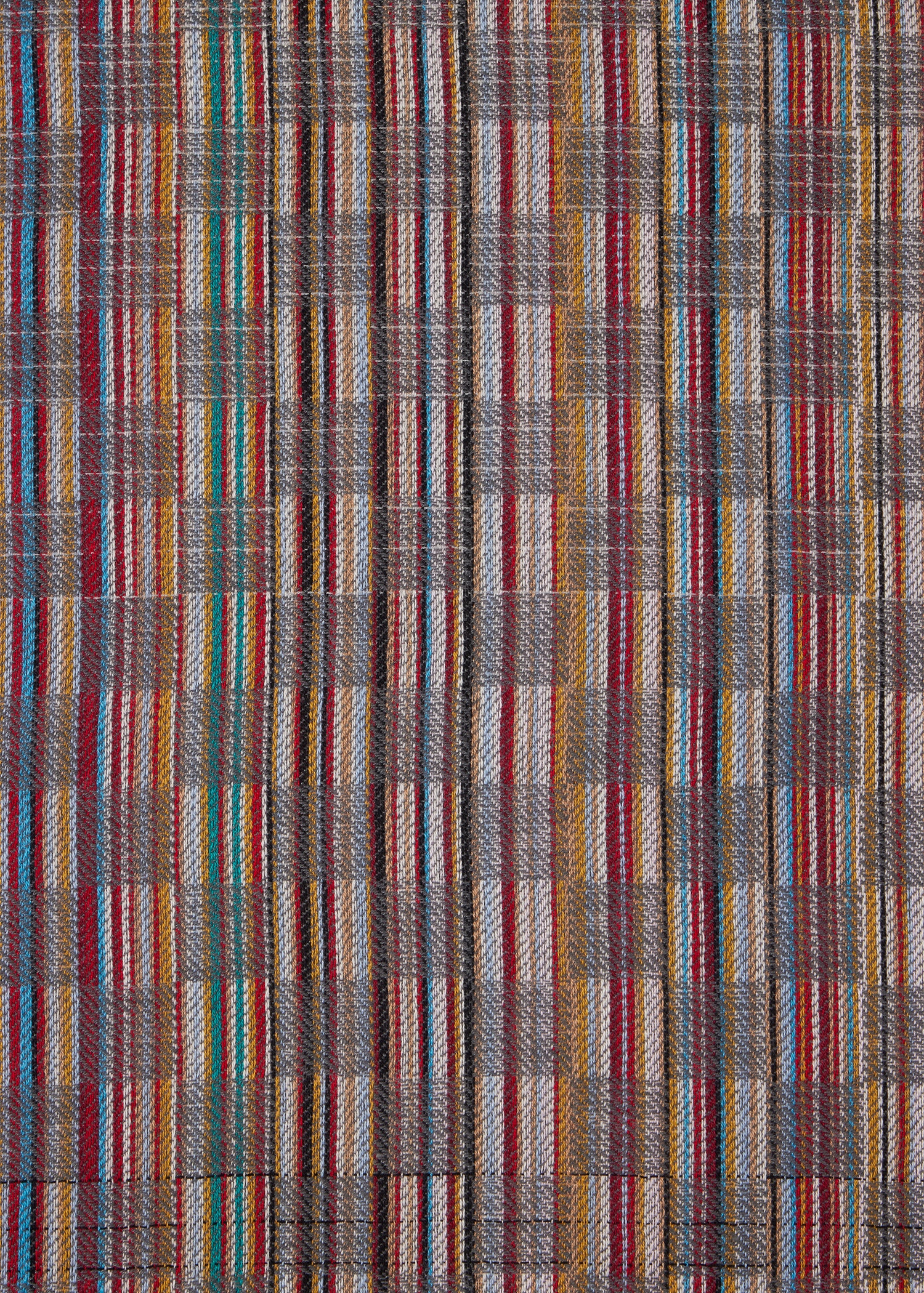Grey 'Signature Stripe' Basket Weave Wool-Silk Scarf - 3
