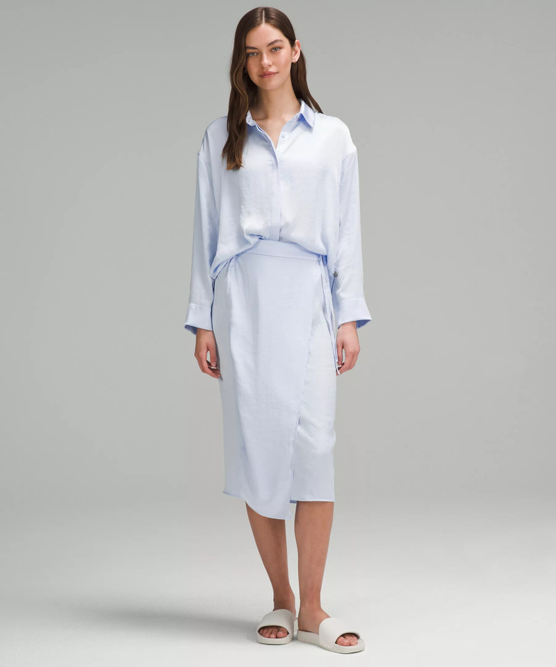 lululemon Logo Charm Satin Waist-Tie Midi Skirt outlook