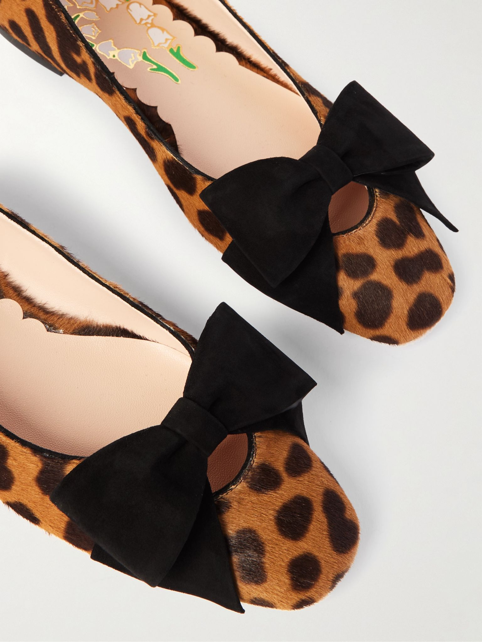 Bowow suede-trimmed leopard-print calf hair ballet flats Leopard print - 4
