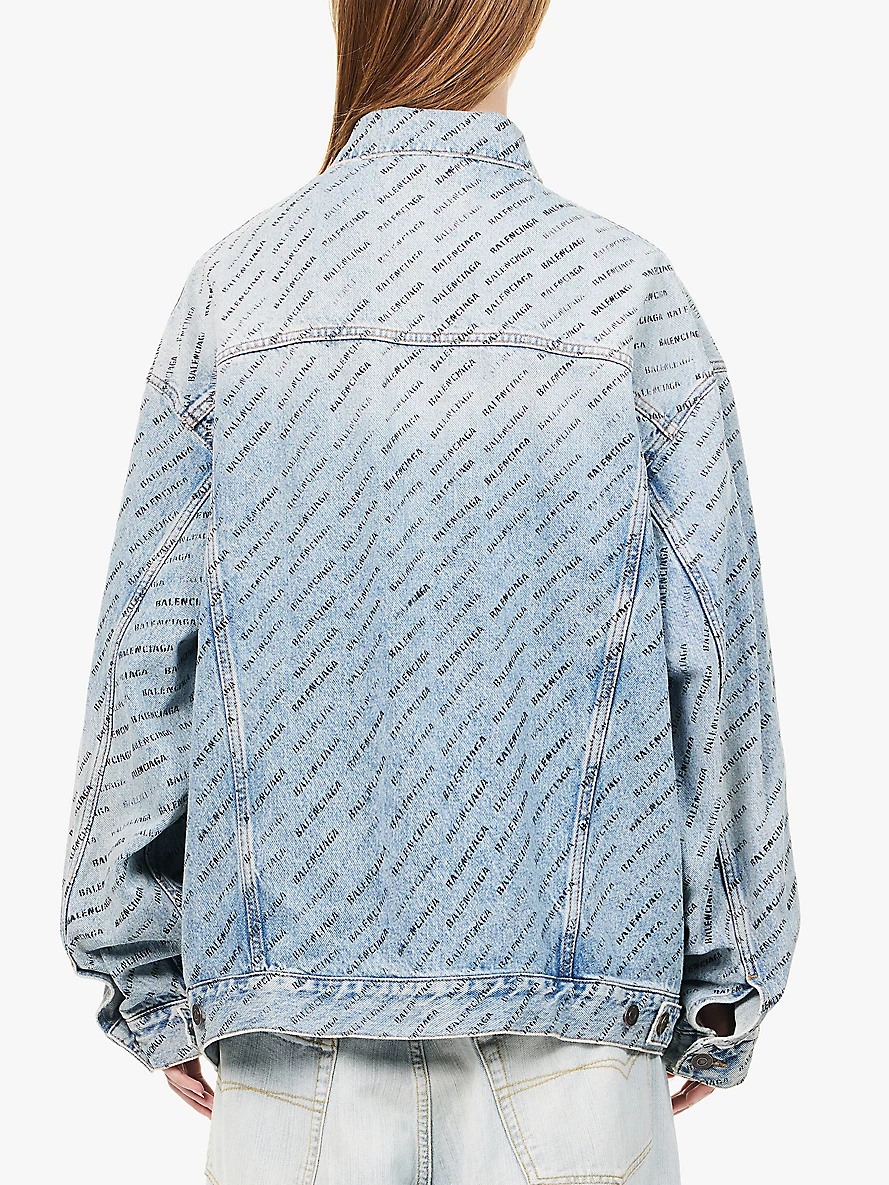 Brand-print relaxed-fit denim jacket - 4