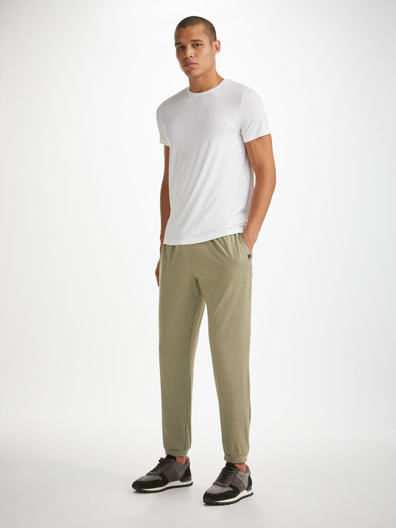 Derek Rose Men's Track Pants Basel Micro Modal Stretch Khaki outlook