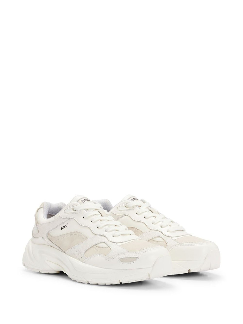 BOSS logo-print leather sneakers outlook