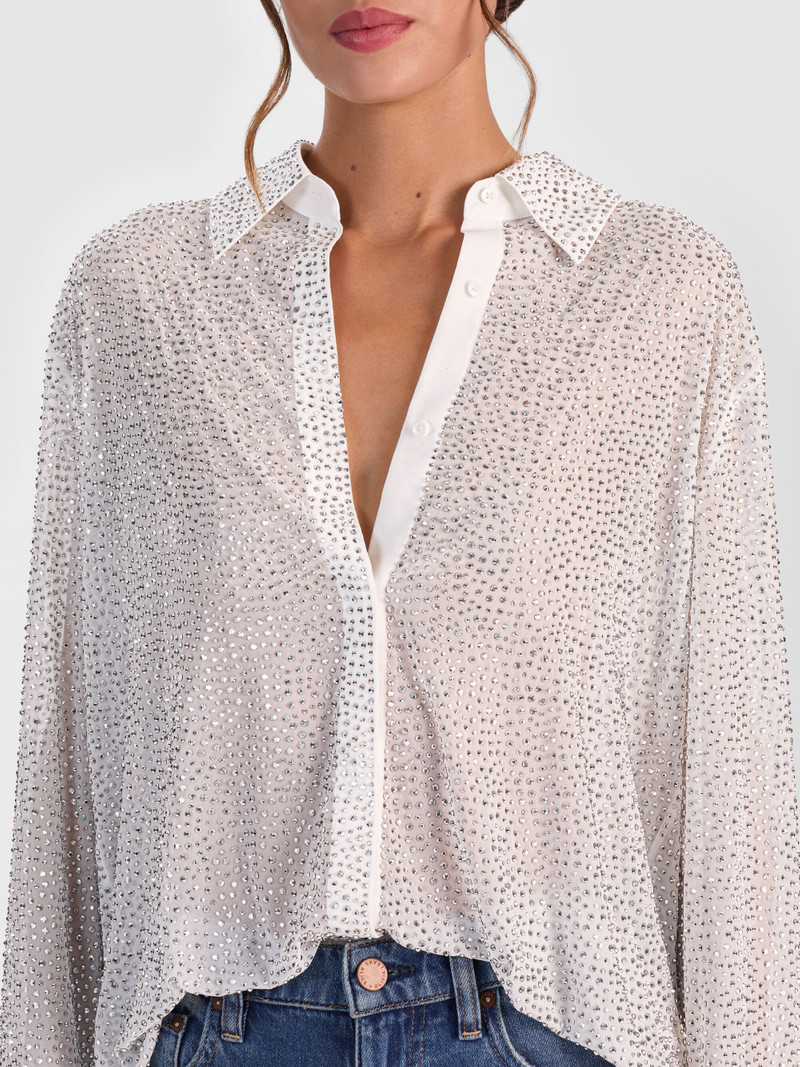 FINELY EMBELLISHED OVERSIZED BUTTON DOWN 5