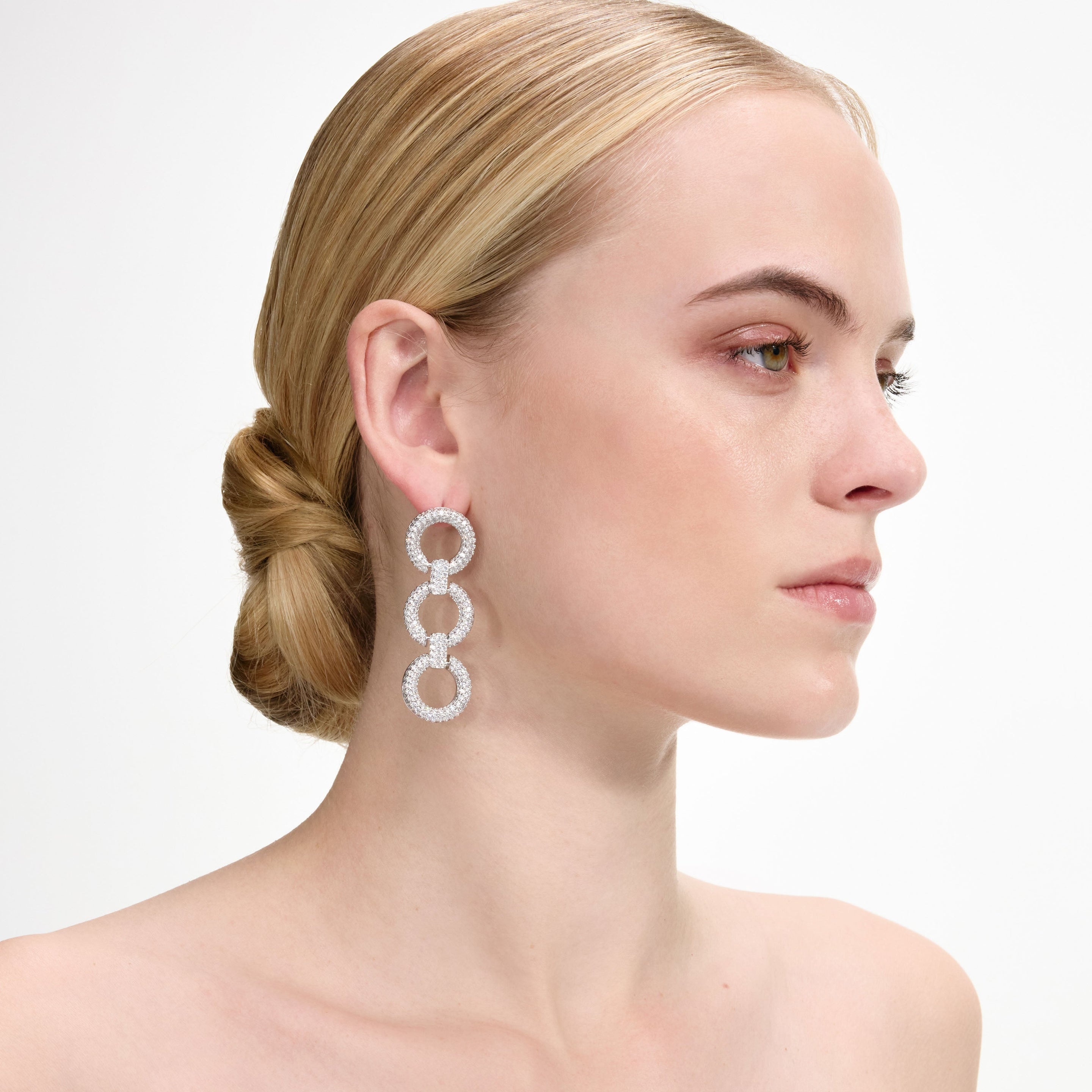 Crystal Link Three Tiered Earrings - 3