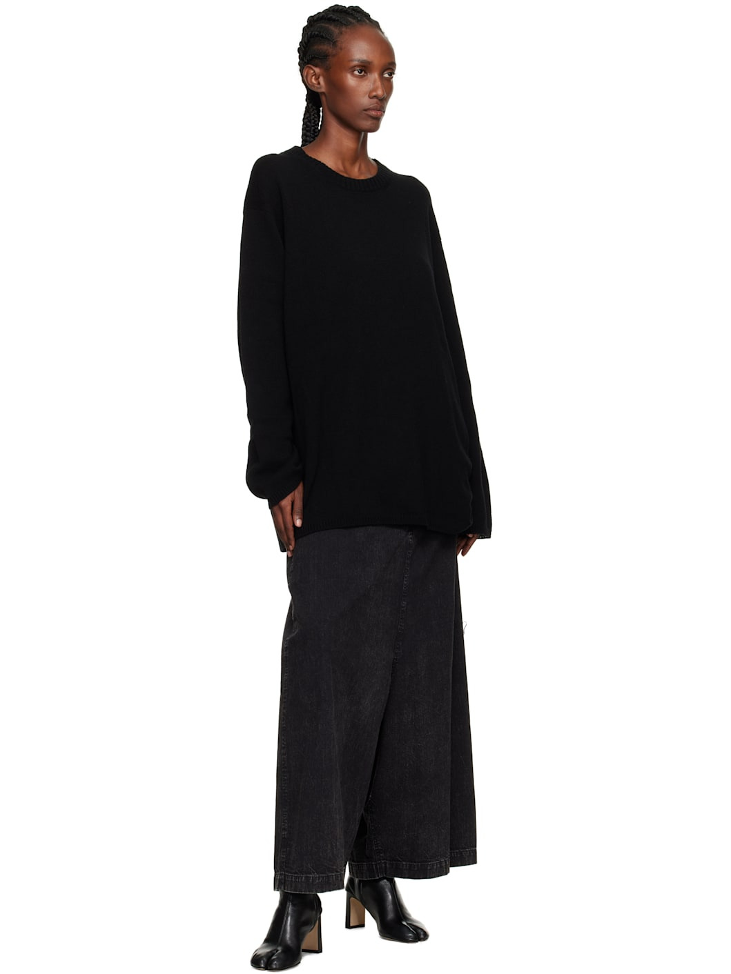 Black Backside Flared Wide Jeans - 4