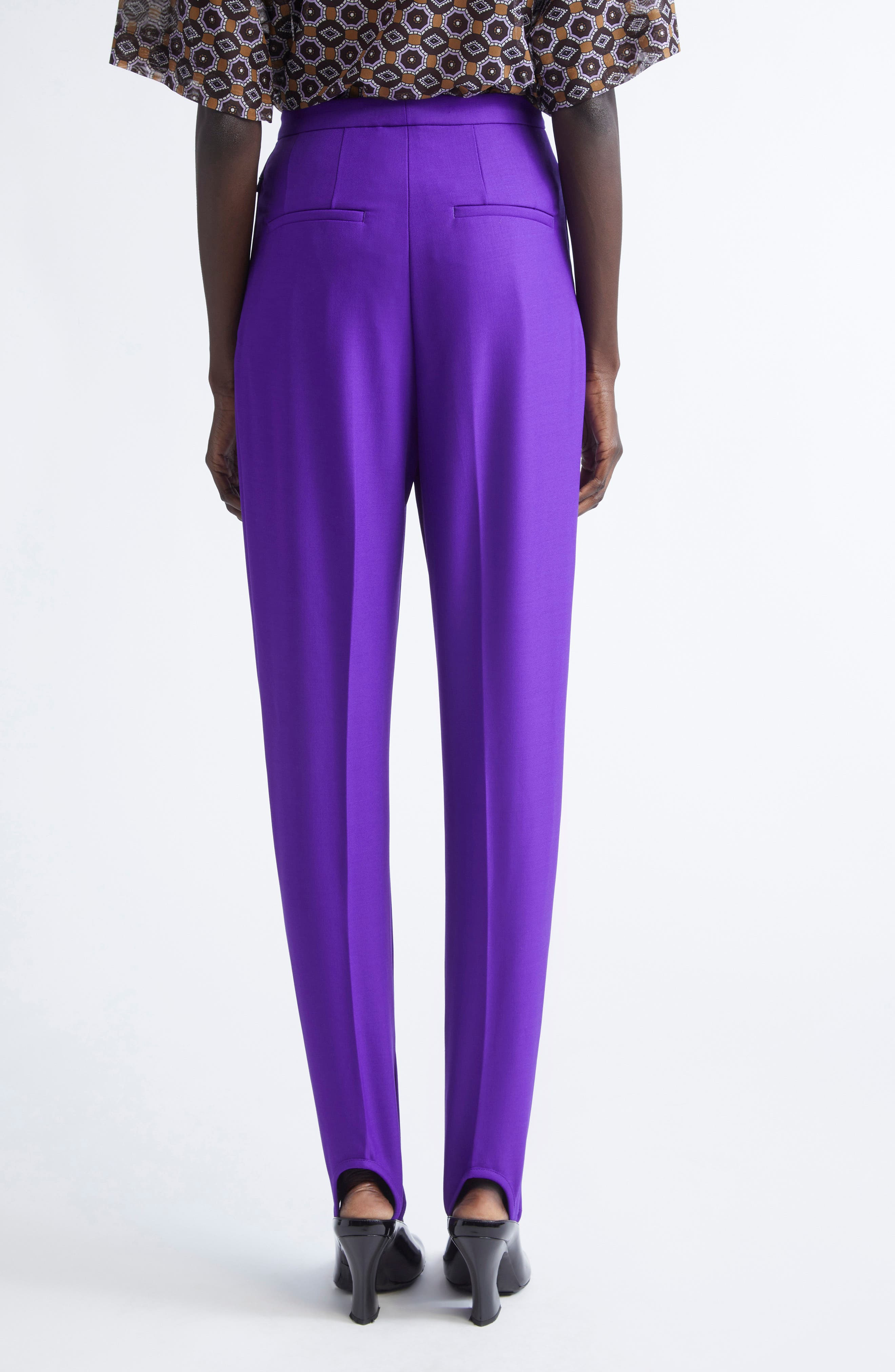 Dries Van Noten Pandora Stretch Wool Stirrup Leggings in Purple at Nordstrom - 3
