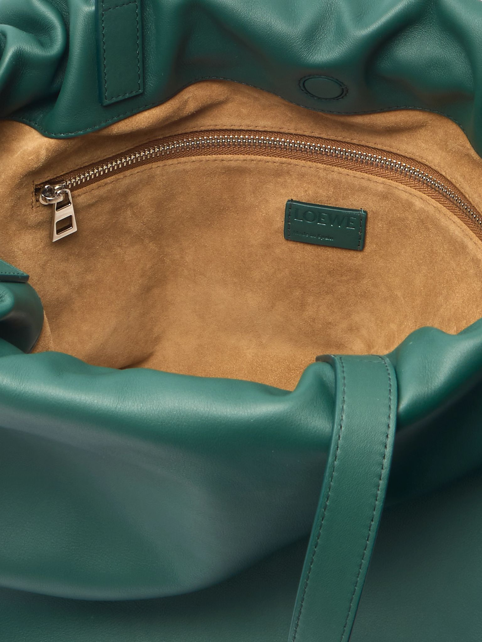 Flamenco Logo-Print Leather Tote Bag Green - 5