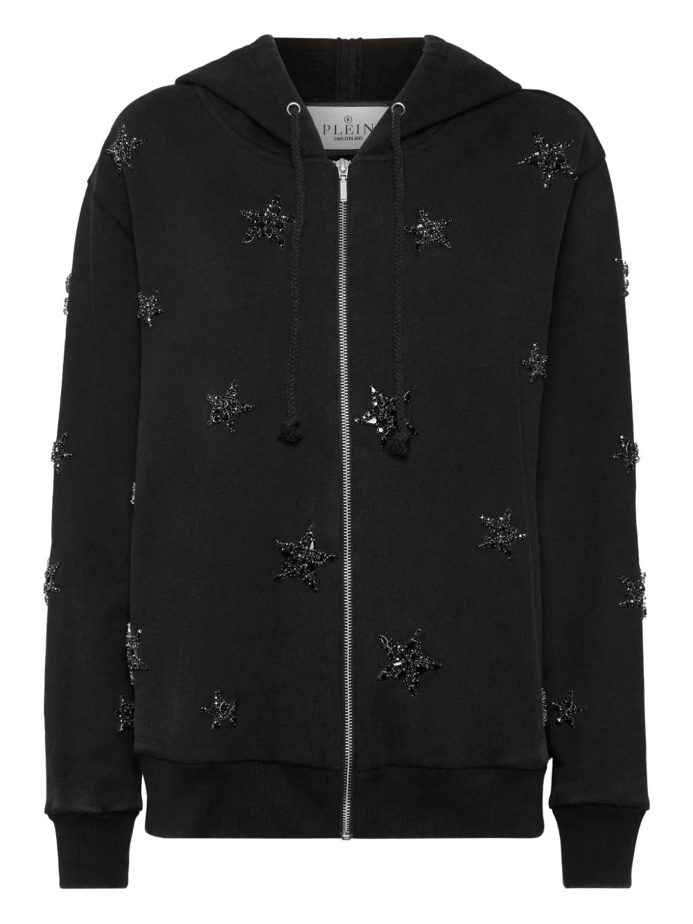 star-embellished zip-up hoodie - 1