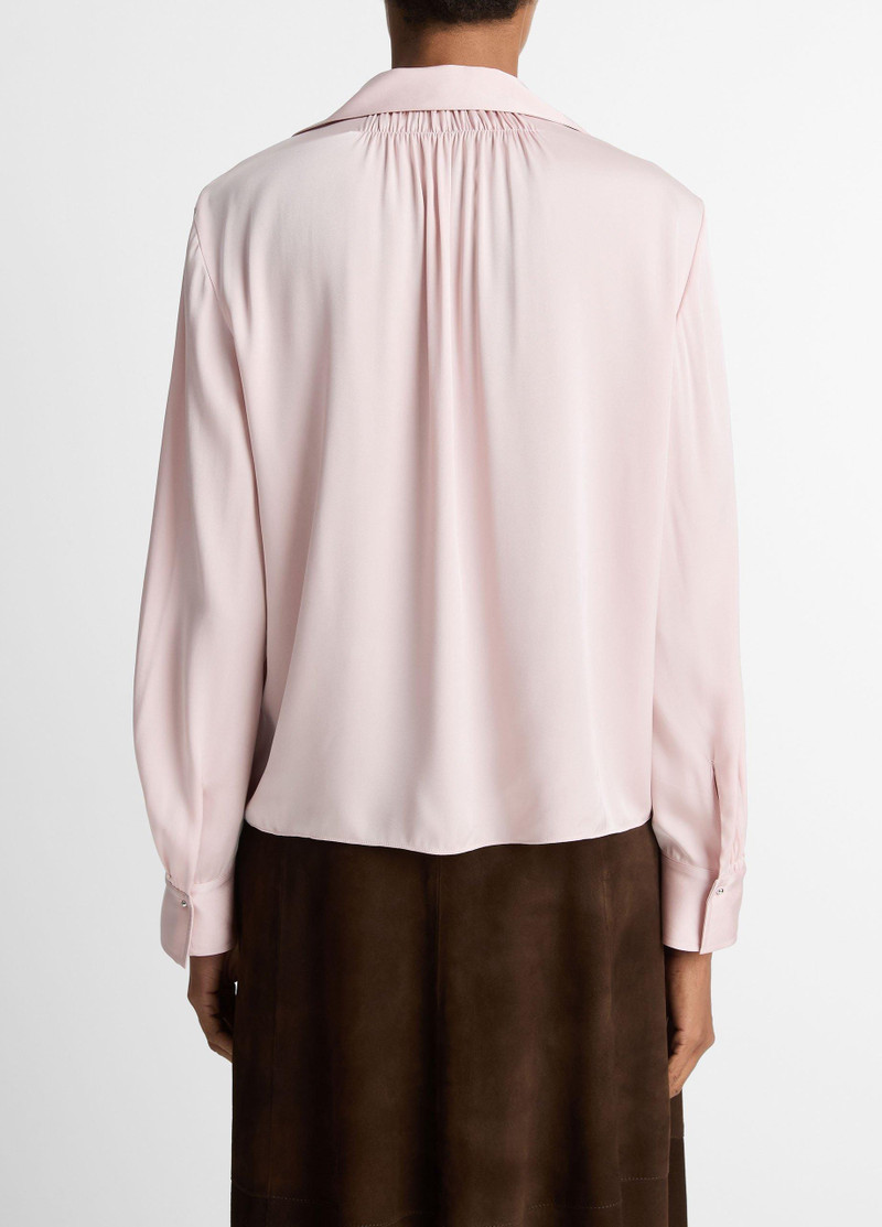Vince Smocked Silk-Blend Long-Sleeve Blouse outlook