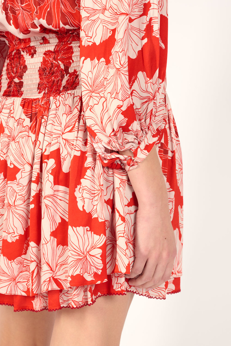 Mini Dress Colleen - Red Flower Bunch 7