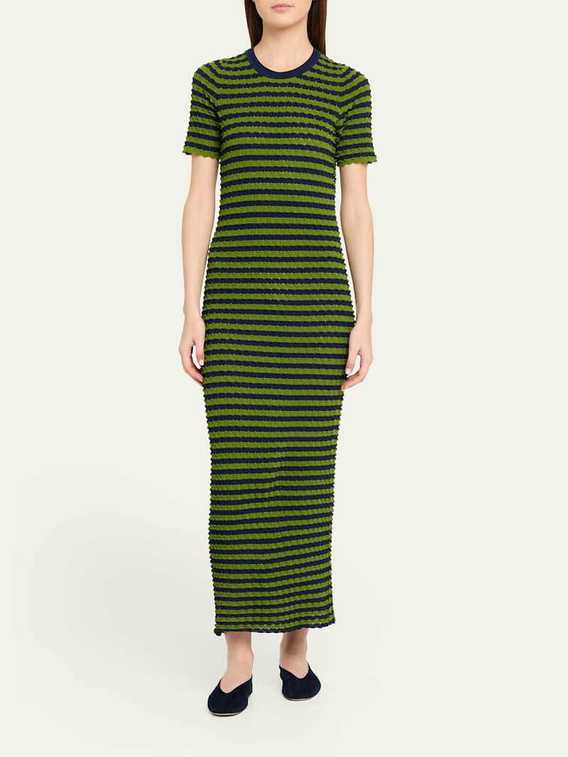 ZANKOV Striped Popcorn Knit Short-Sleeve Maxi Dress outlook