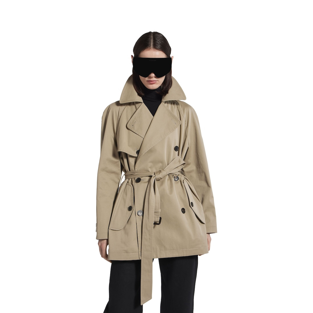 Women's Cocoon Short Trench in Beige - 5