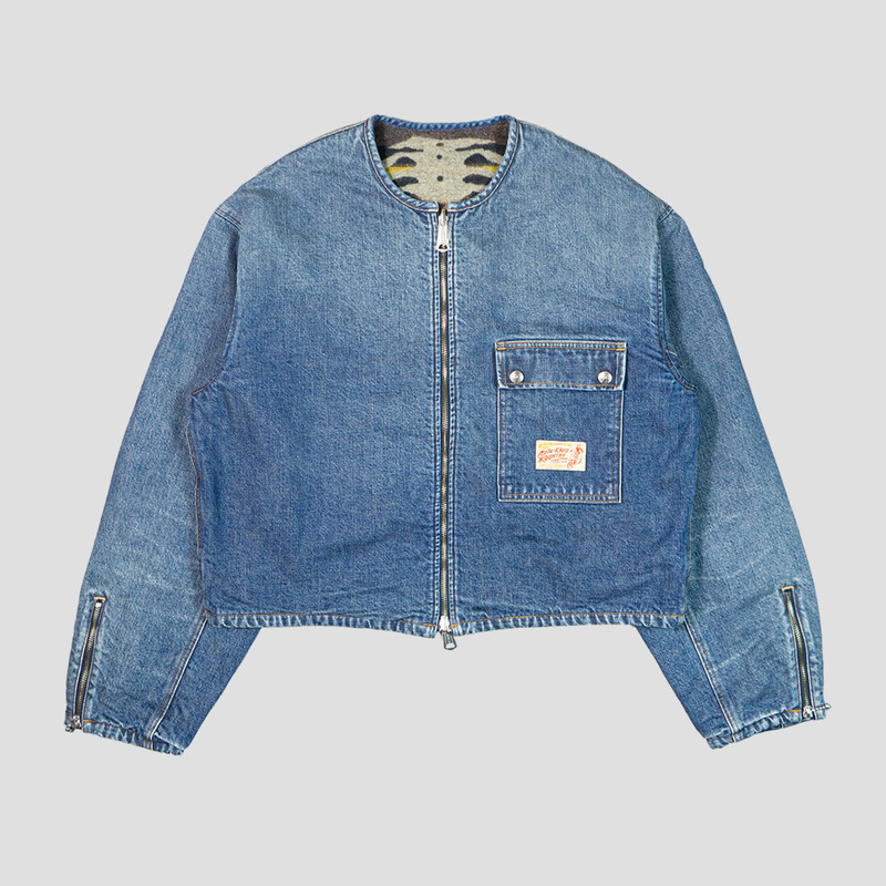 Kapital 14oz DENIM BONE LINING REVERSIBLE MOTORCROSS JACKET outlook