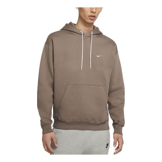 Men's Nike Logo Embroidered Solid Color Fleece Lined Casual Pullover Brown DA0316-040 - 1