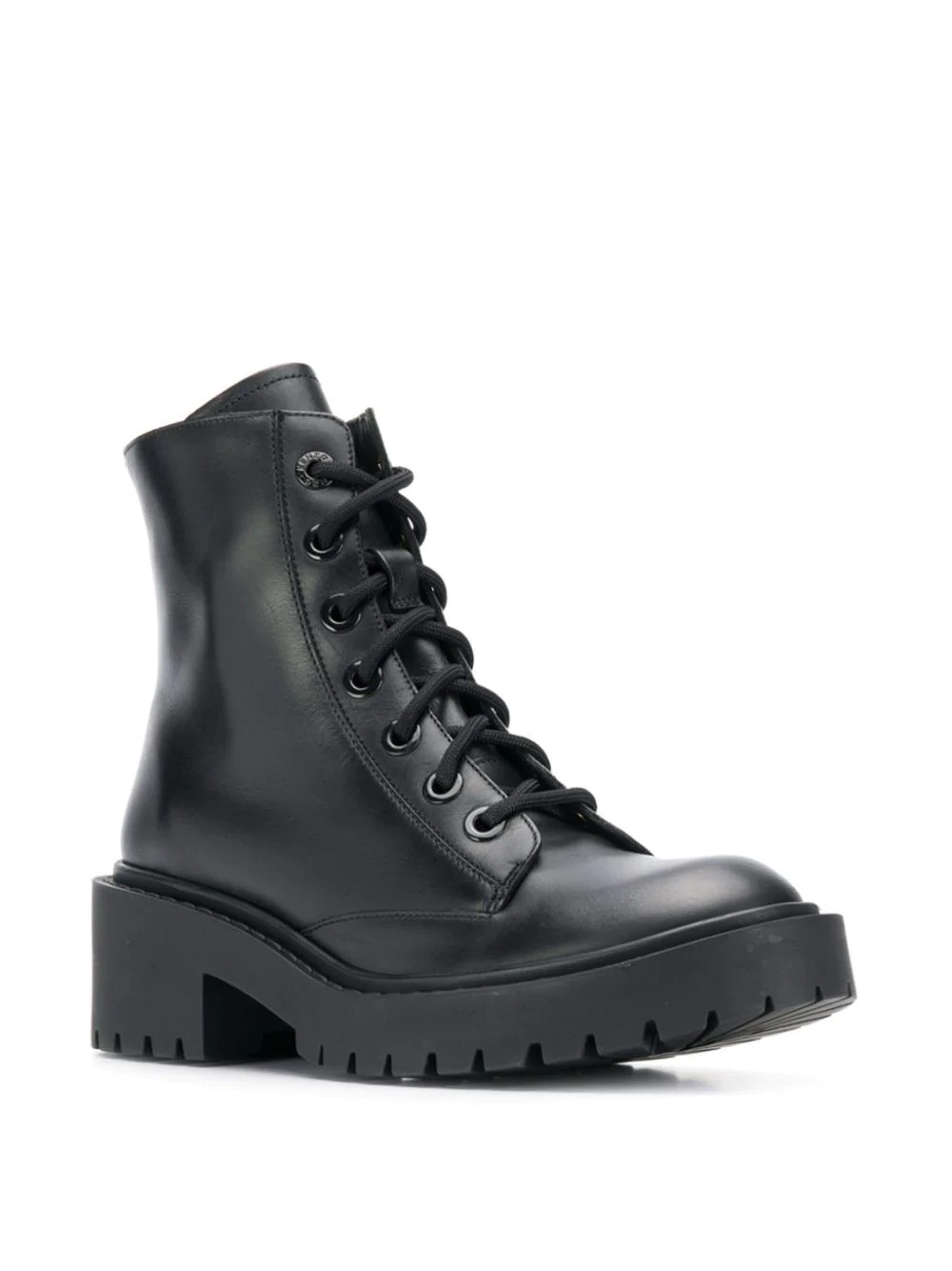 black calf leather ankle  biker boots - 2