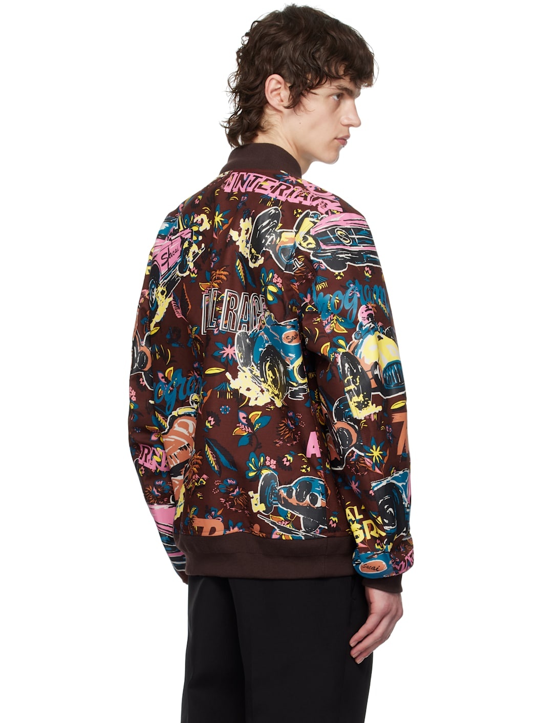 Multicolor Car Race Tropical Print Bomber Jacket - 3