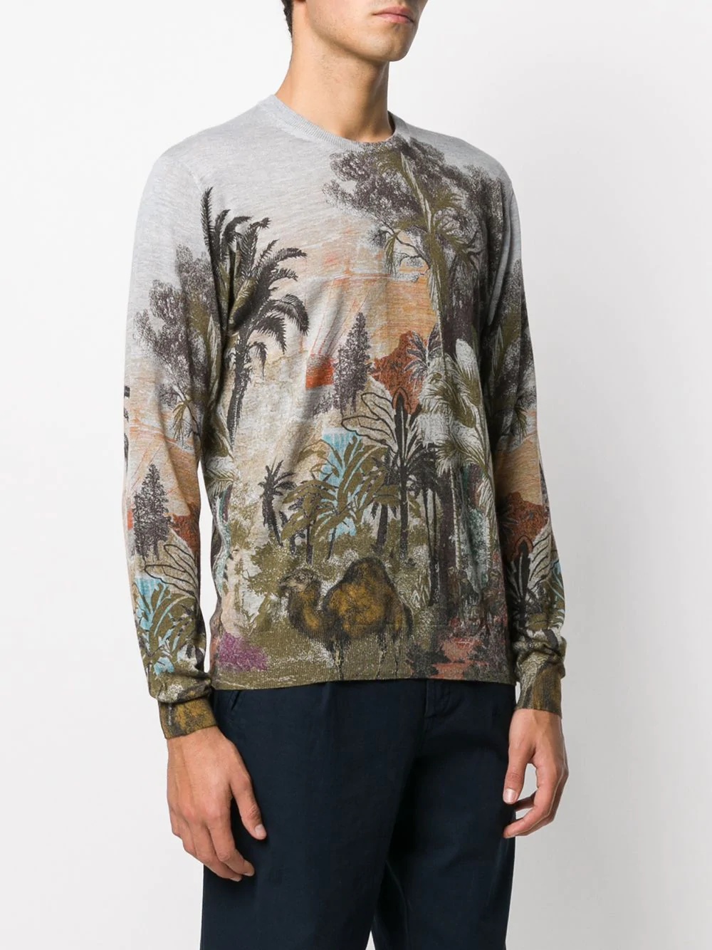 foliage-print jumper - 3