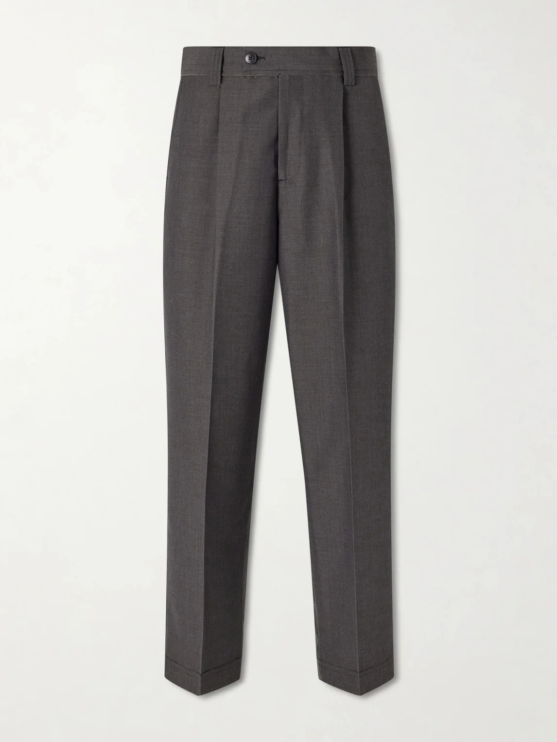 Straight-Leg Pleated Wool Trousers - 1