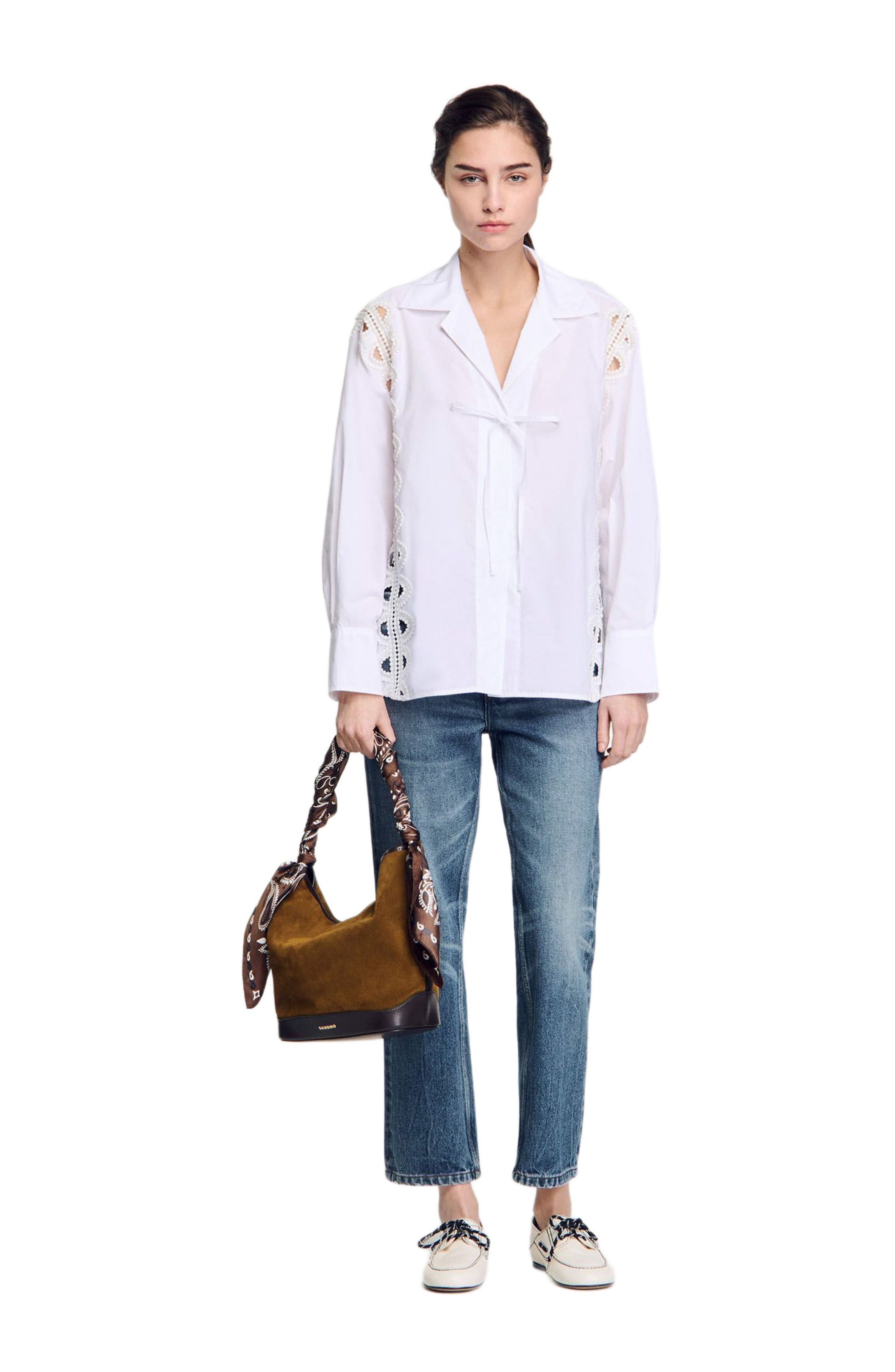 SANDRO Poplin shirt in White at Nordstrom - 6