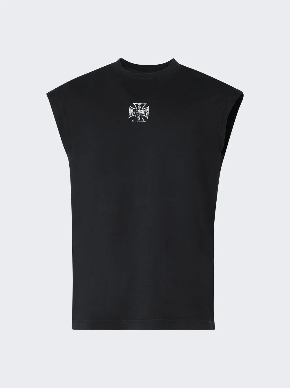 Biker Cross Logo Sleeveless T-shirt Washed Black - 1