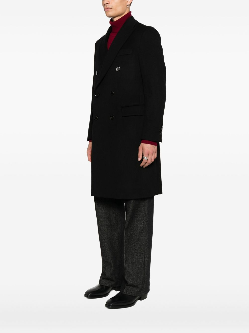 double-breasted virgin-wool coat - 3