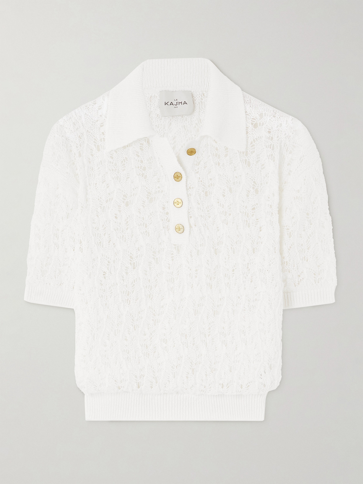 Qarar Open-knit Organic Linen Polo Shirt - 1