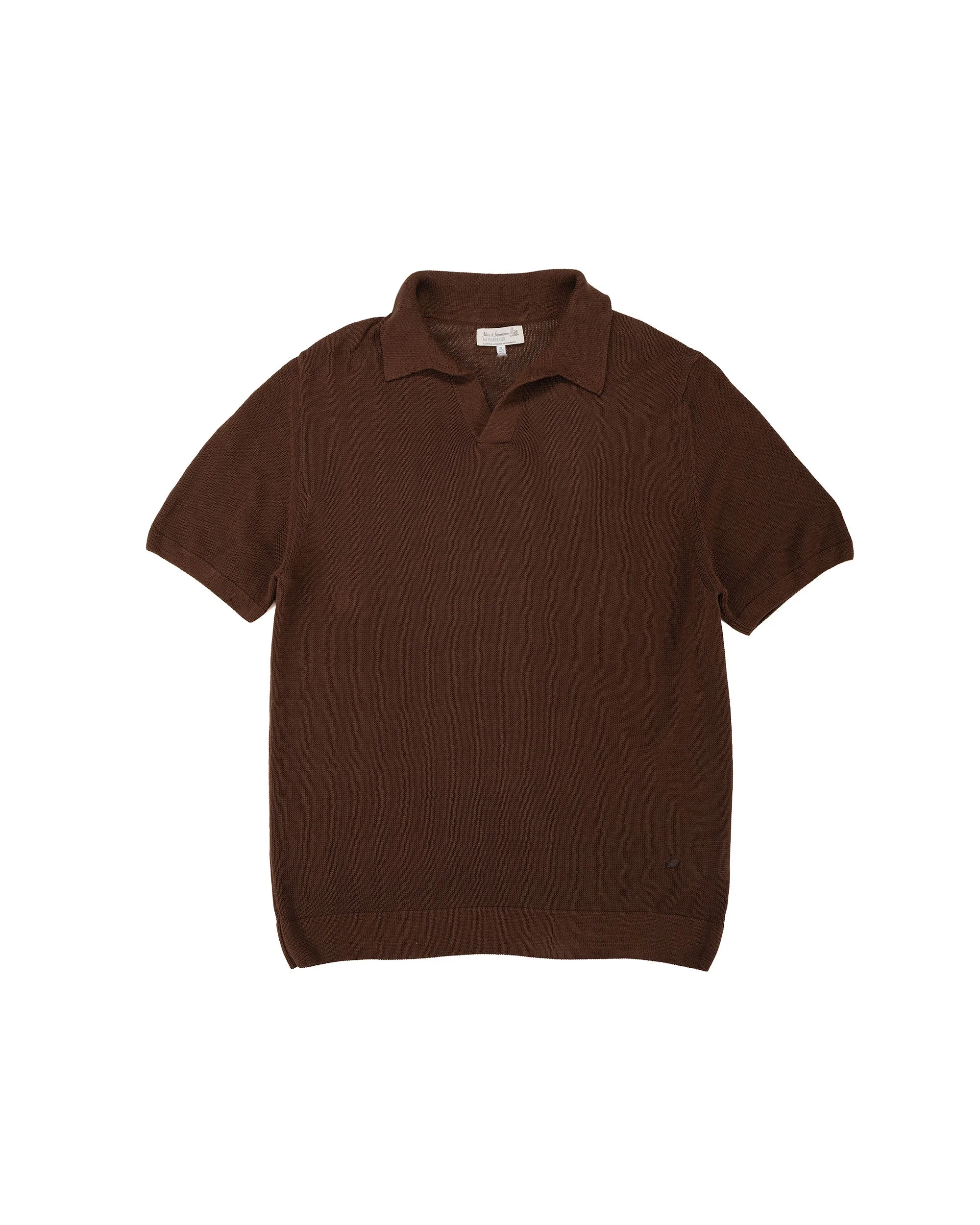 KNITPOLO02 Cotton Short Sleeve Polo Shirt Chocolate - 1
