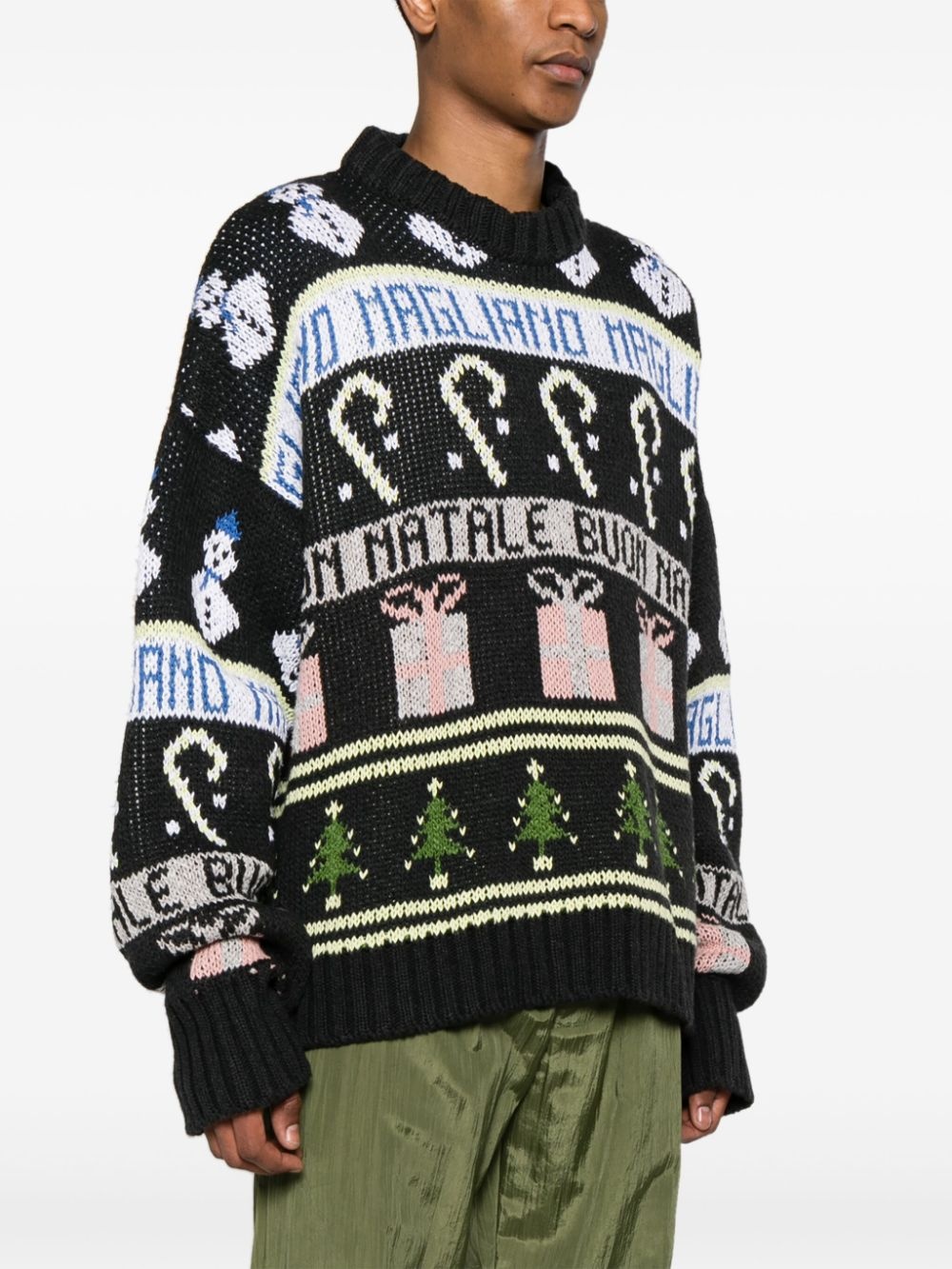 crew-neck jacquard jumper - 3
