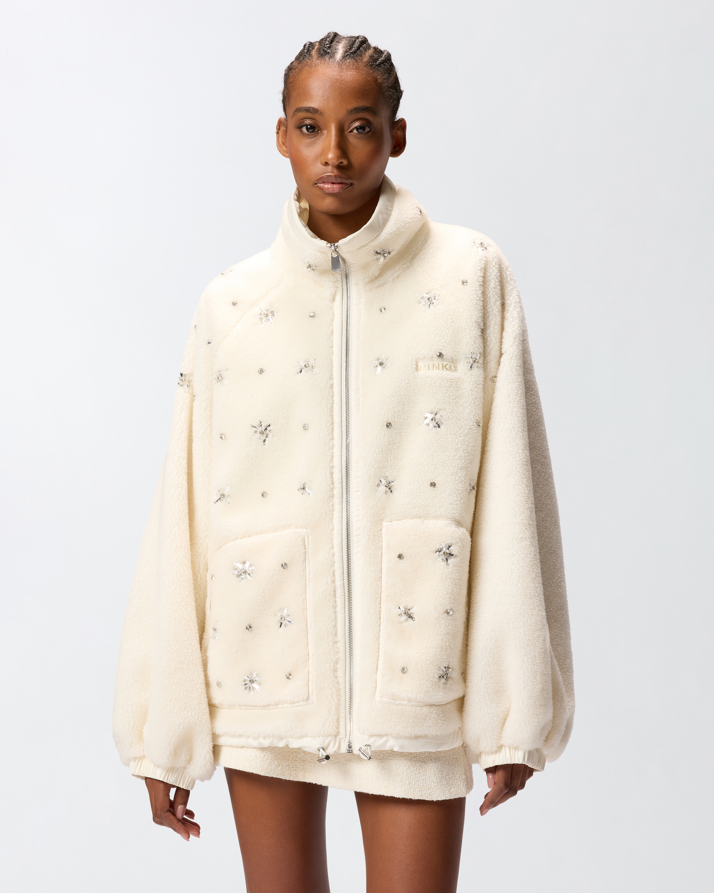 FLEECE BOMBER JACKET WITH JEWEL EMBROIDERY - 2