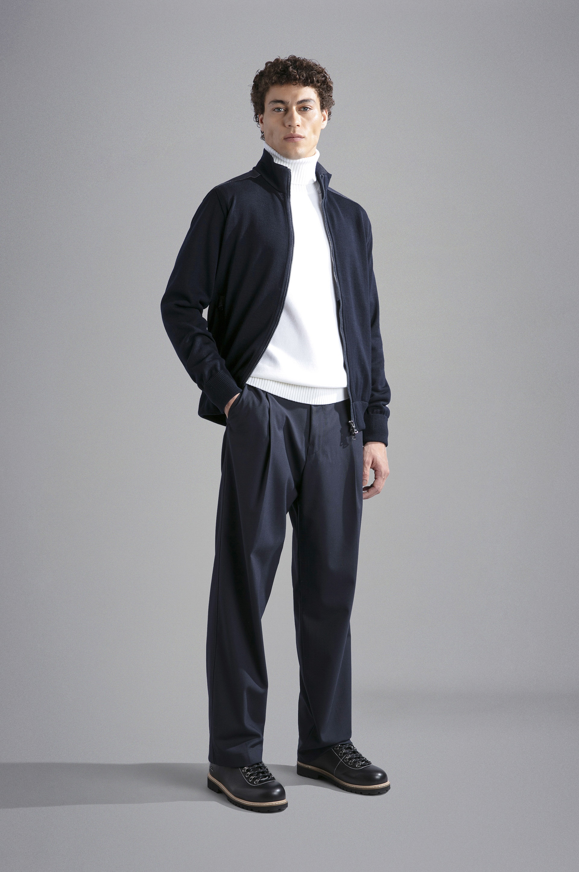 WOOL SWEATER WITH DENIM INSERTS - 2