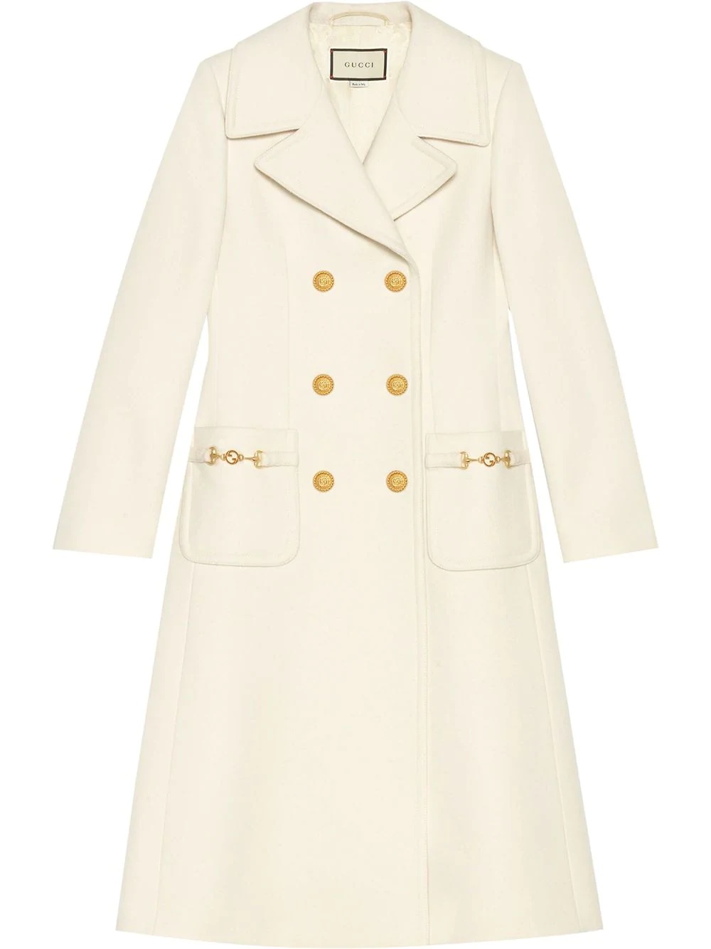 double-breasted mid-length coat - 1