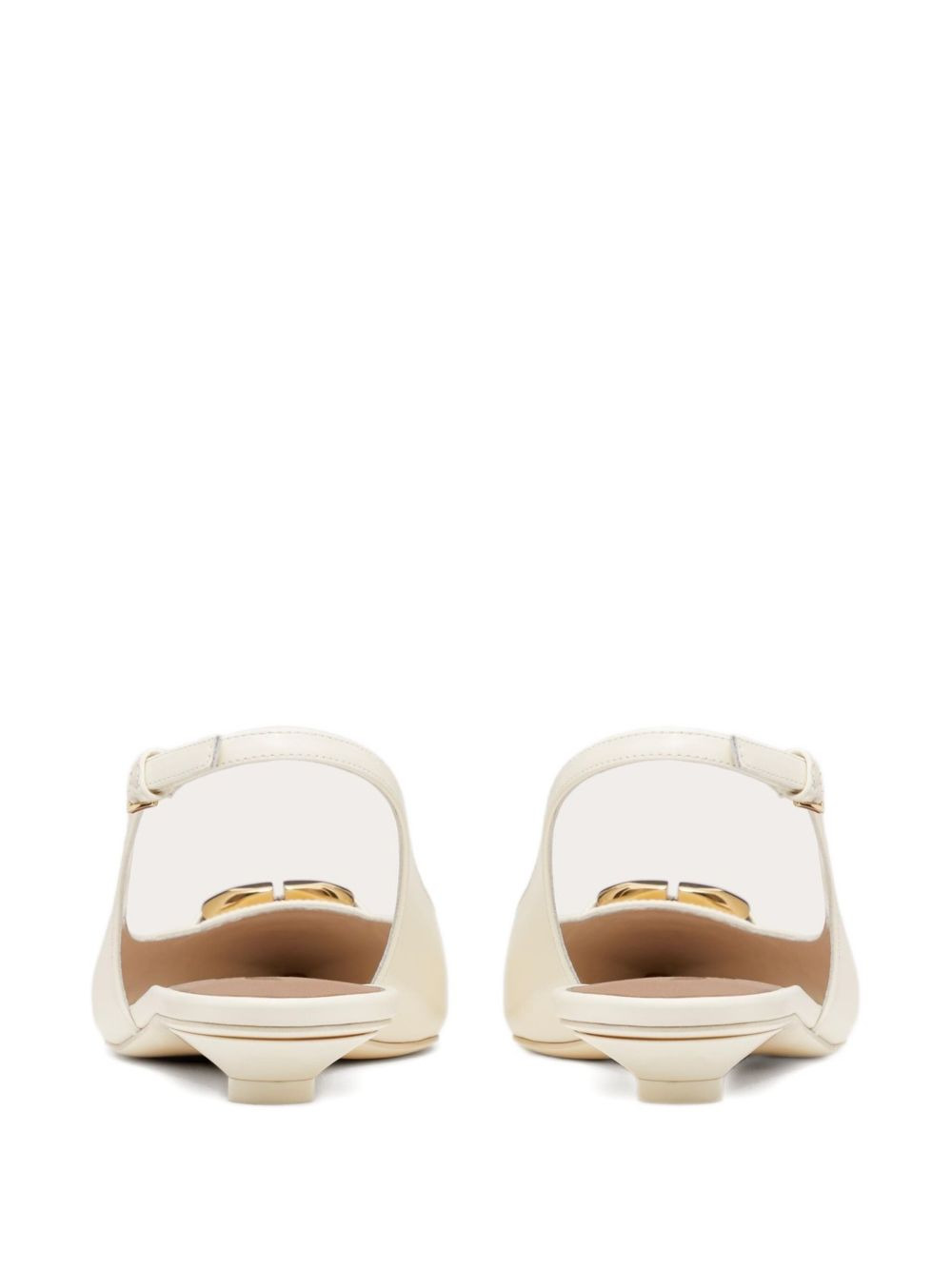 V-plaque leather pumps - 3