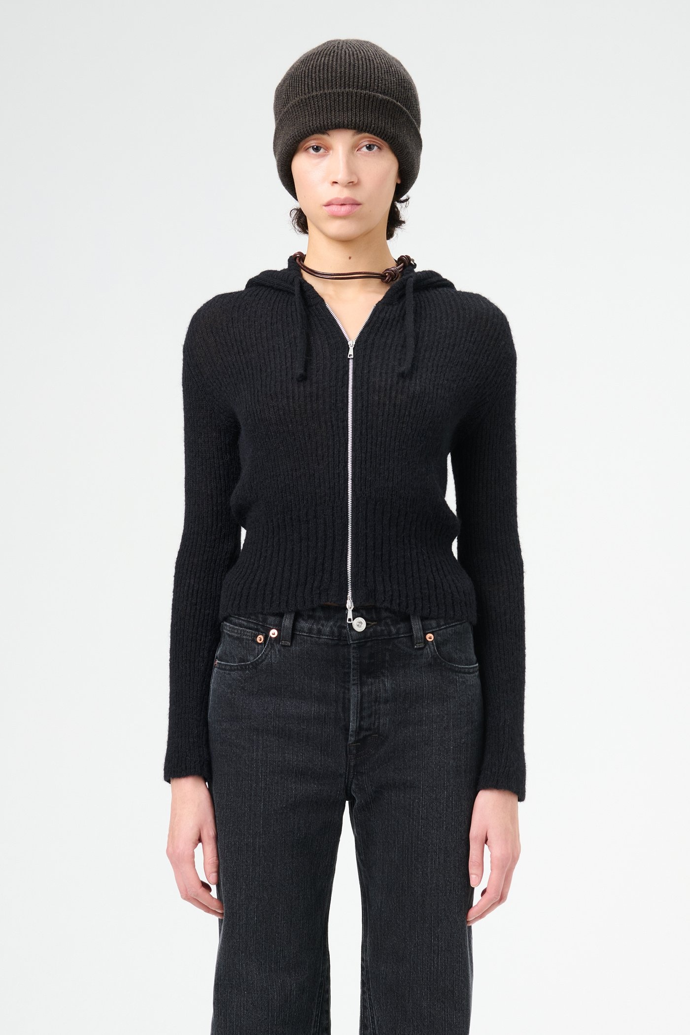 Compact Hood Black Fuzzy Alpaca - 2