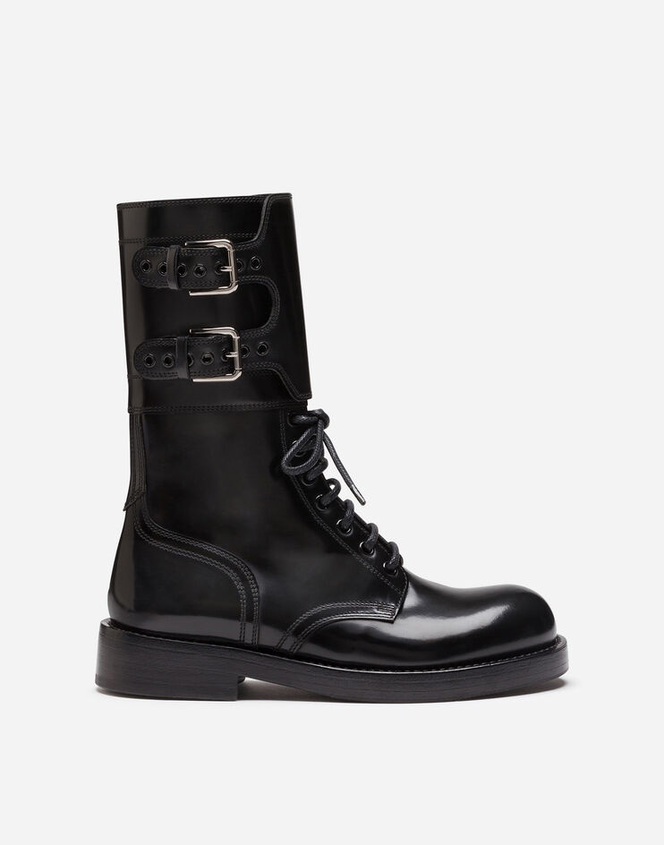 Polished calfskin combat boots - 1