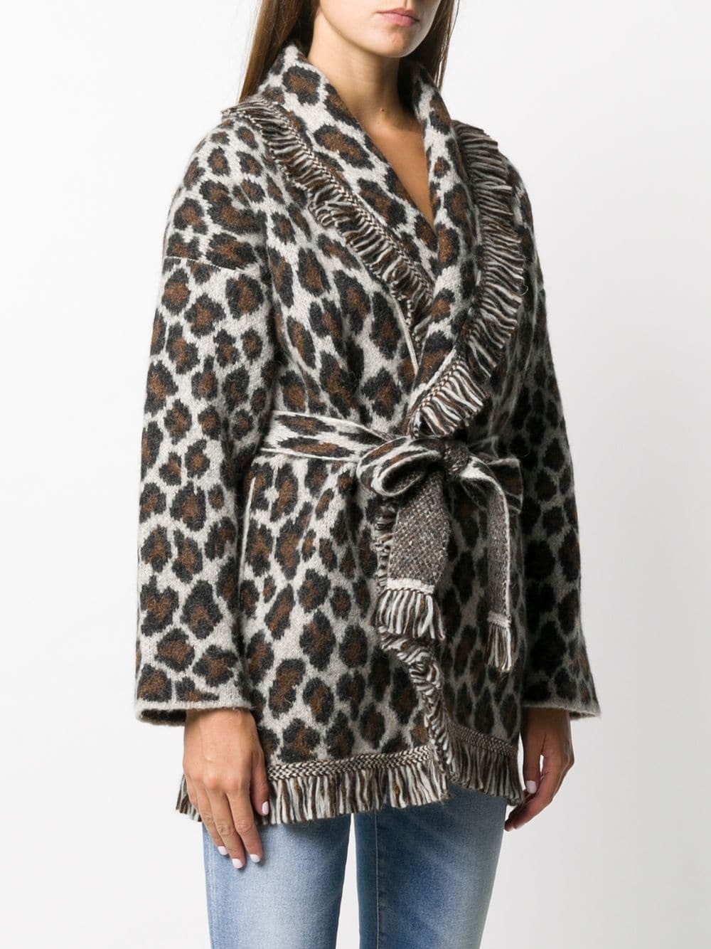 jacquard leopard pattern cardigan - 3