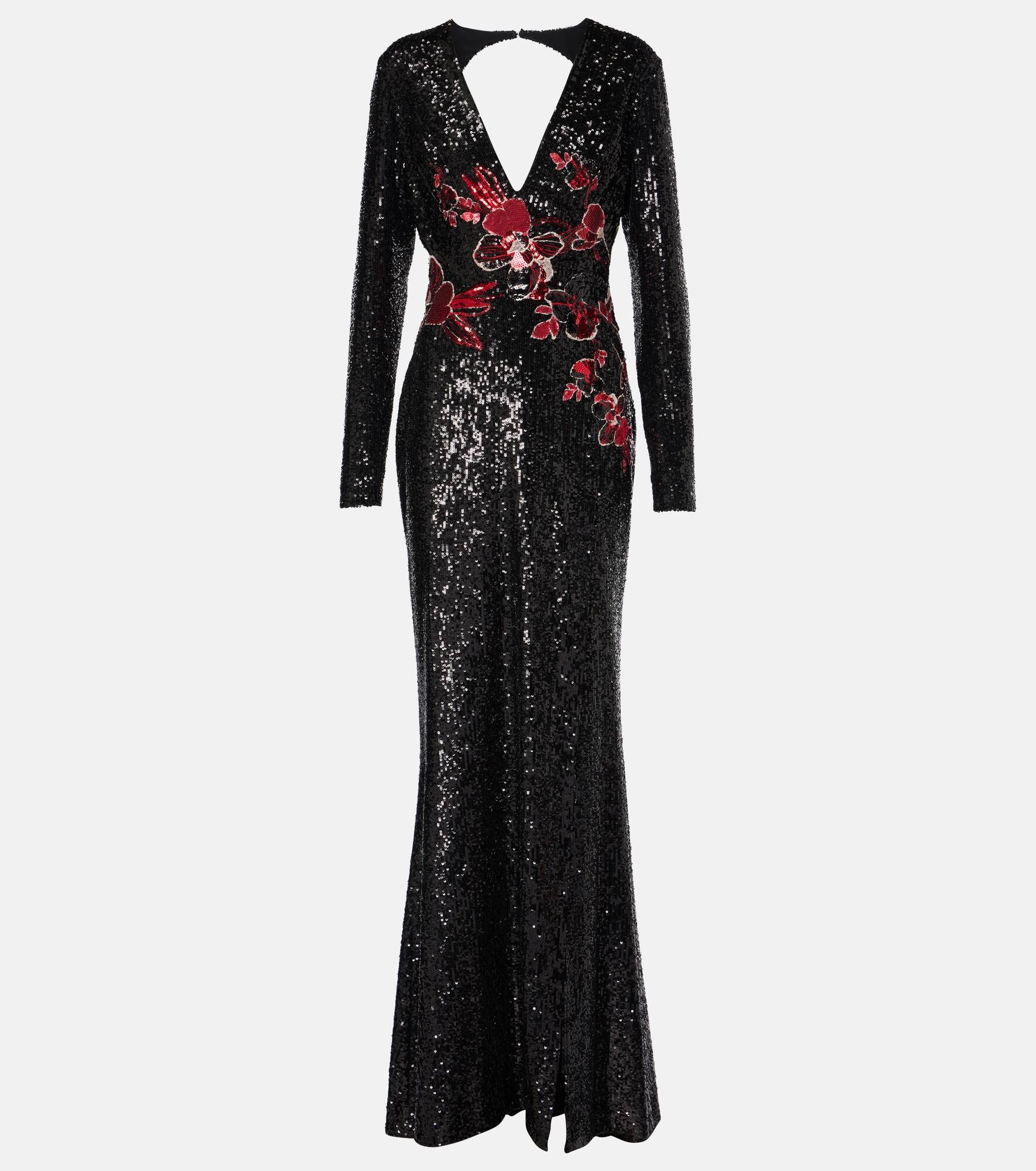 Embroidered sequined gown - 1