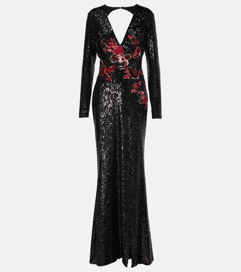 Embroidered sequined gown 1