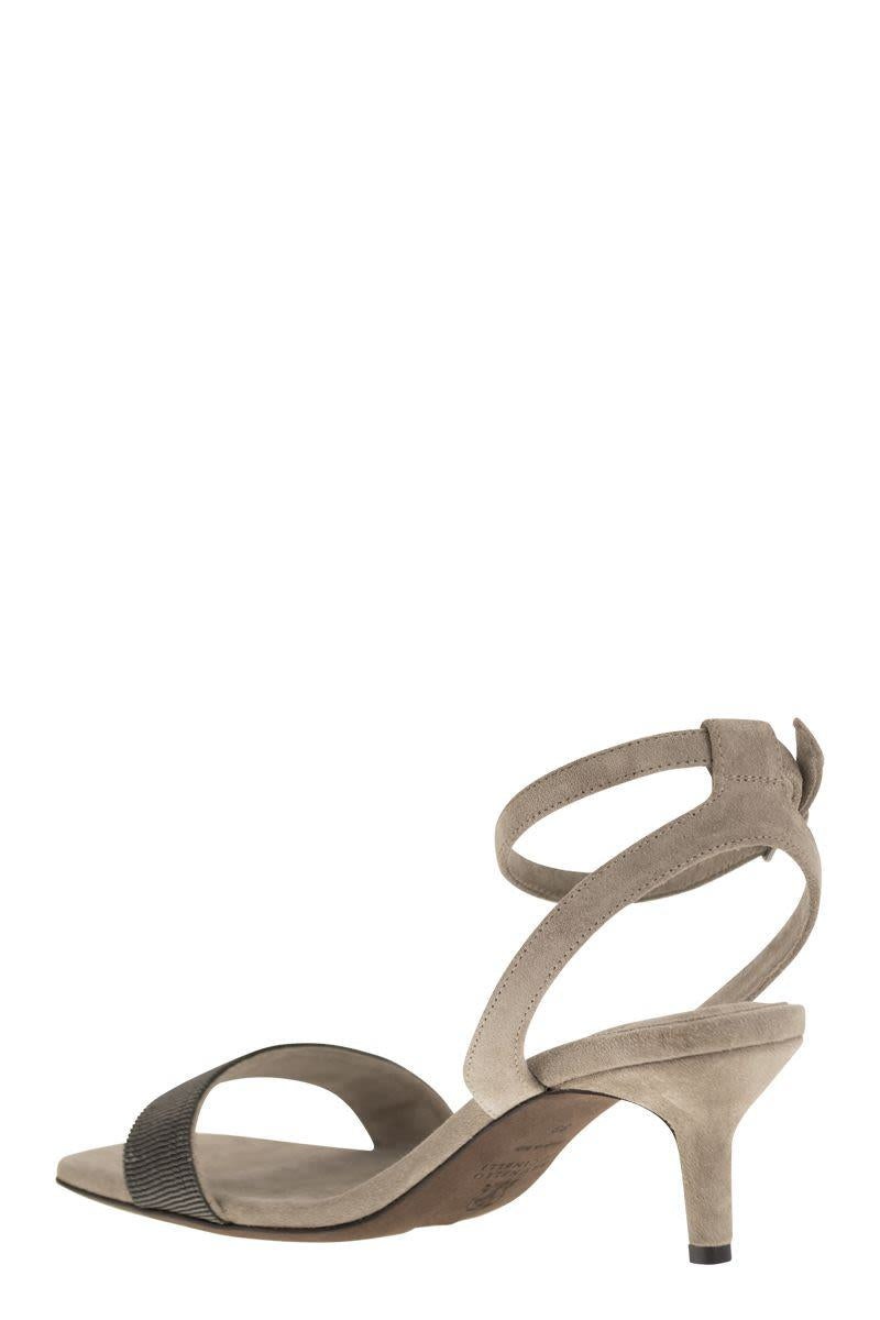 BRUNELLO CUCINELLI SUEDE SANDALS WITH PRECIOUS INSERT - 3