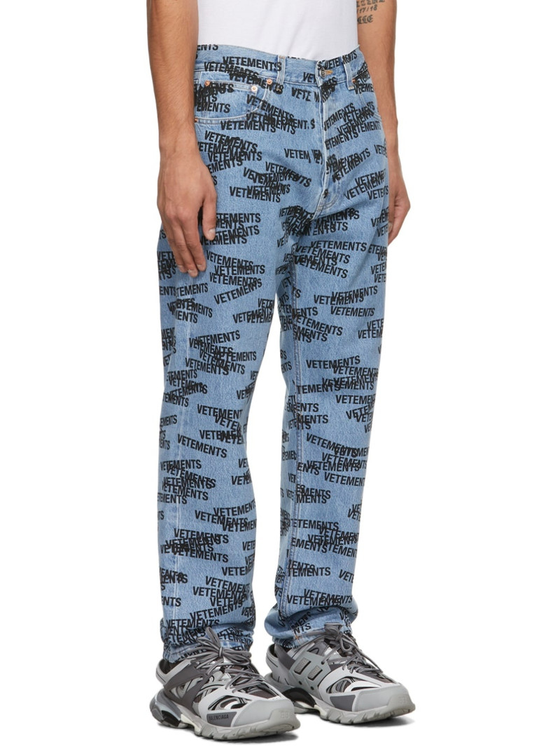 Blue & Black Logo Straight Jeans 2